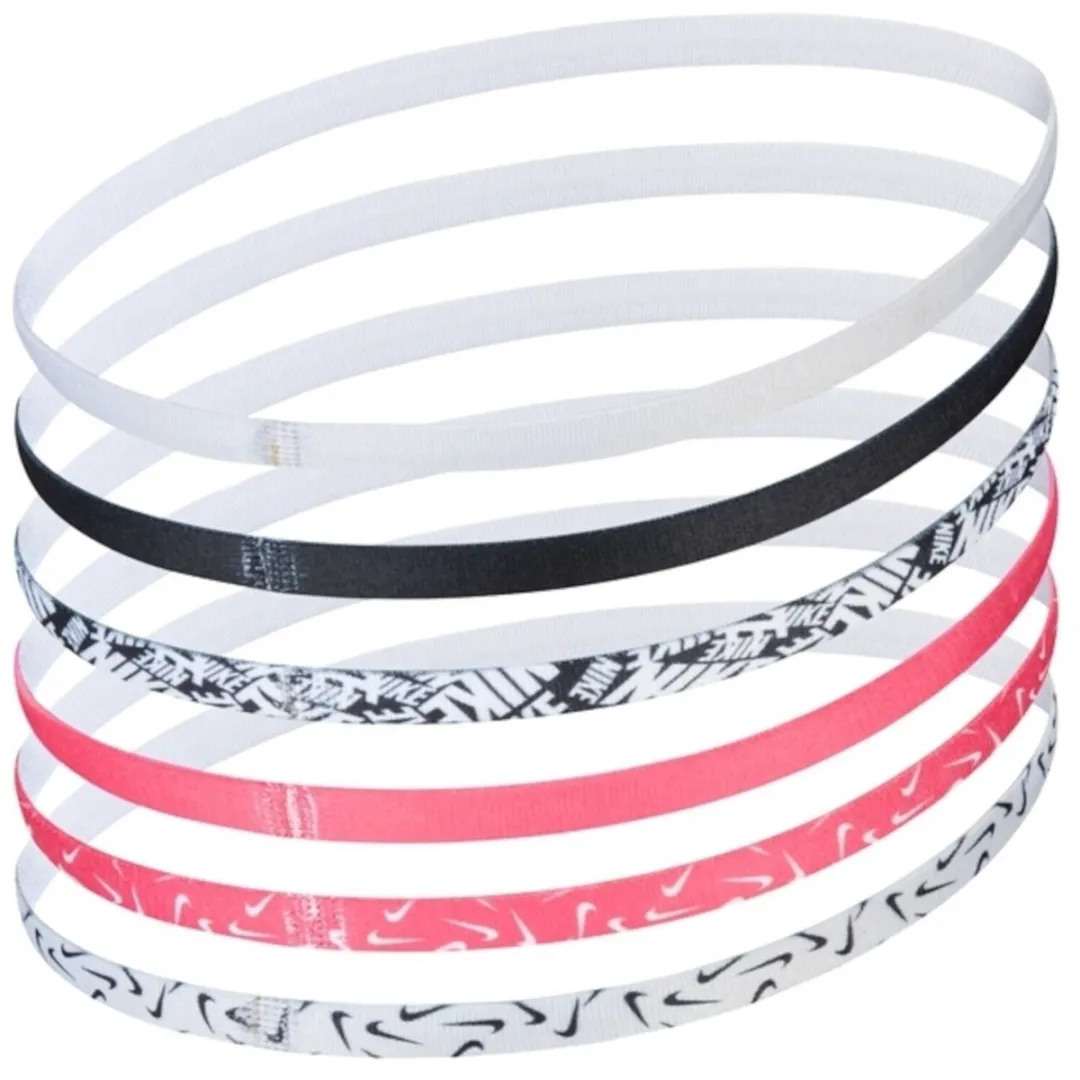 Nike Printed Haarbandjes - 6 Stuks - One Size - Zwart/Wit/Roz