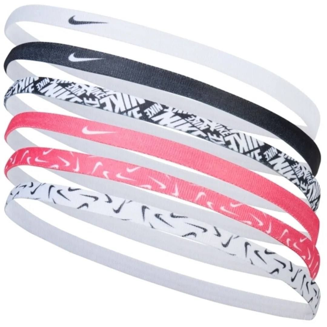 Nike Printed Haarbandjes - 6 Stuks - One Size - Zwart/Wit/Roz