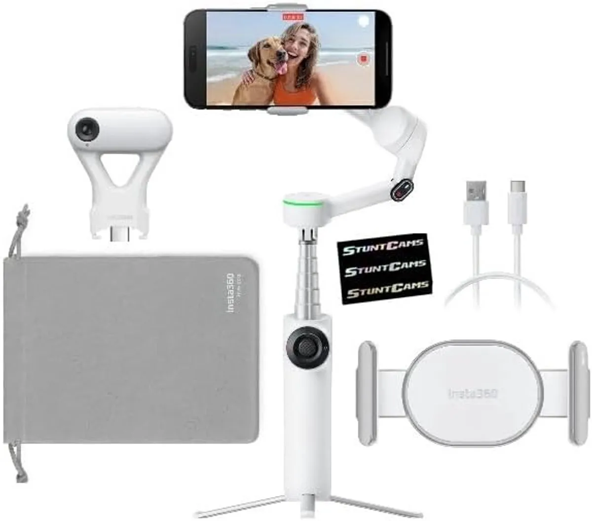 Insta360 Flow 2 AI Tracker Bundle - Smartphone Gimbal - Summit White