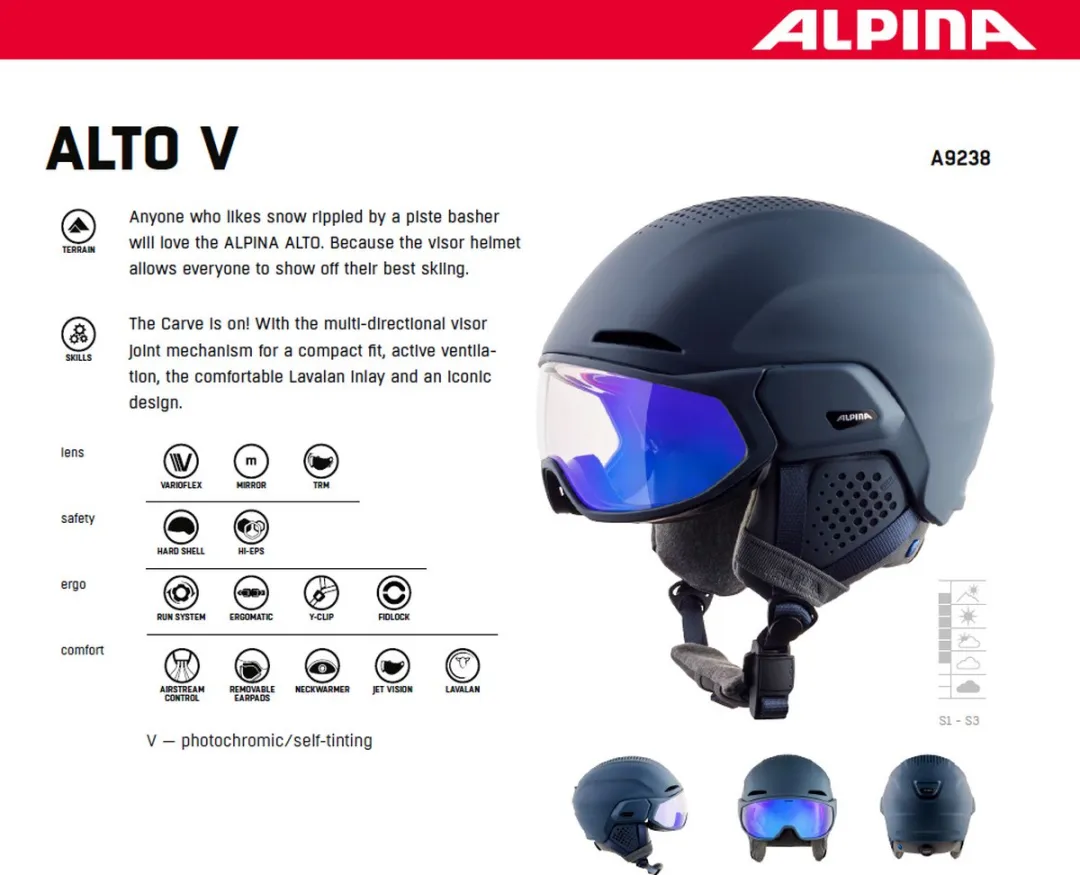 Alpina Alto V Skihelm - Maat M - Zwart Matt