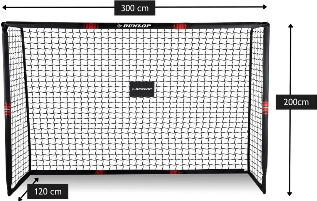 Dunlop Voetbaldoel 300x200x120cm - Zwart/Rood