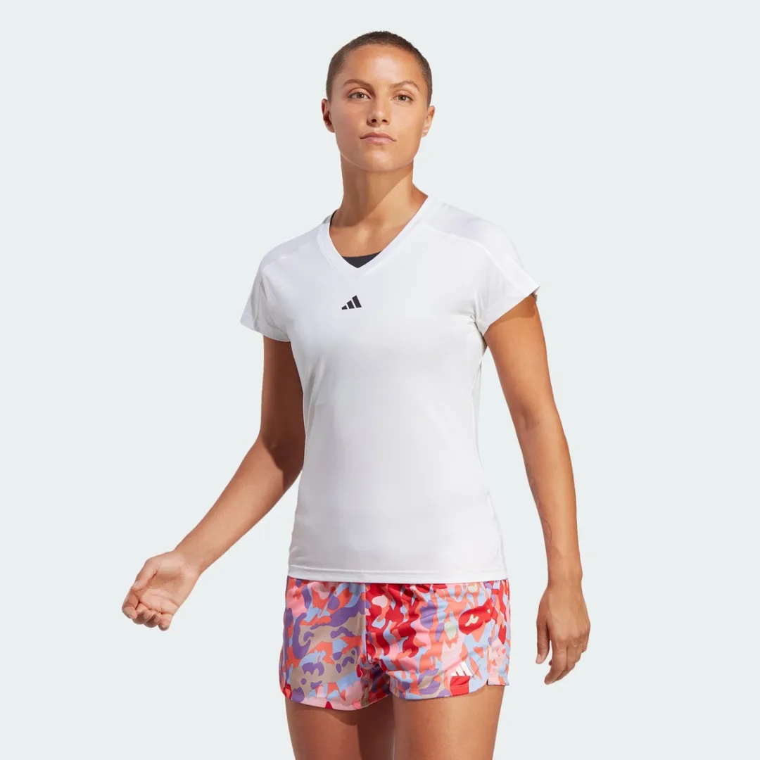Adidas Performance AEROREADY V-hals T-shirt HR7878 - Wit - Dames XL