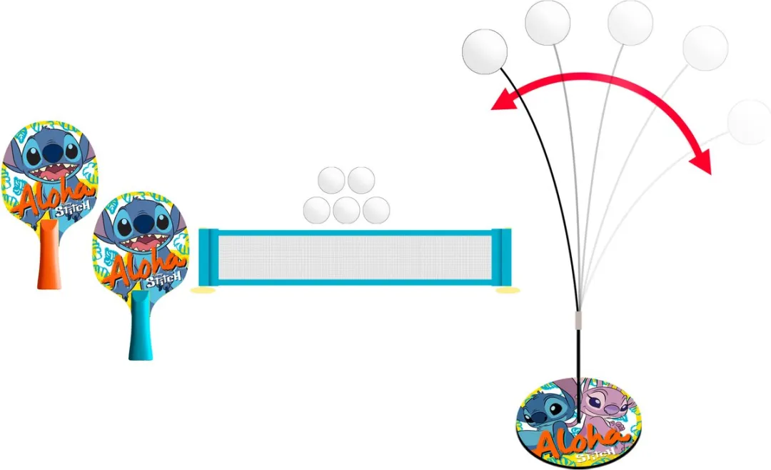Disney Stitch Pingpongset - 5 Ballen - Blauw/Orange