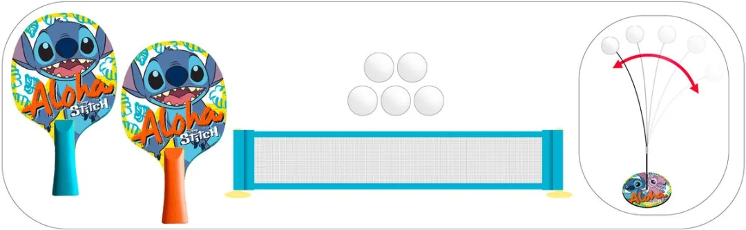 Disney Stitch Pingpongset - 5 Ballen - Blauw/Orange