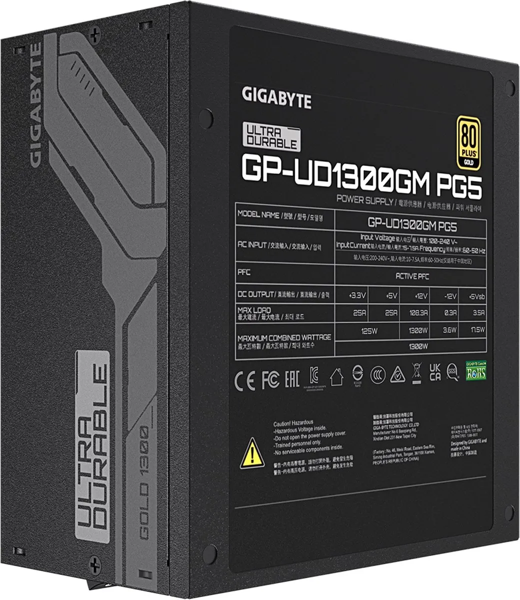 Gigabyte UD1300GM PG5 Voeding 1300W - ATX - Zwart
