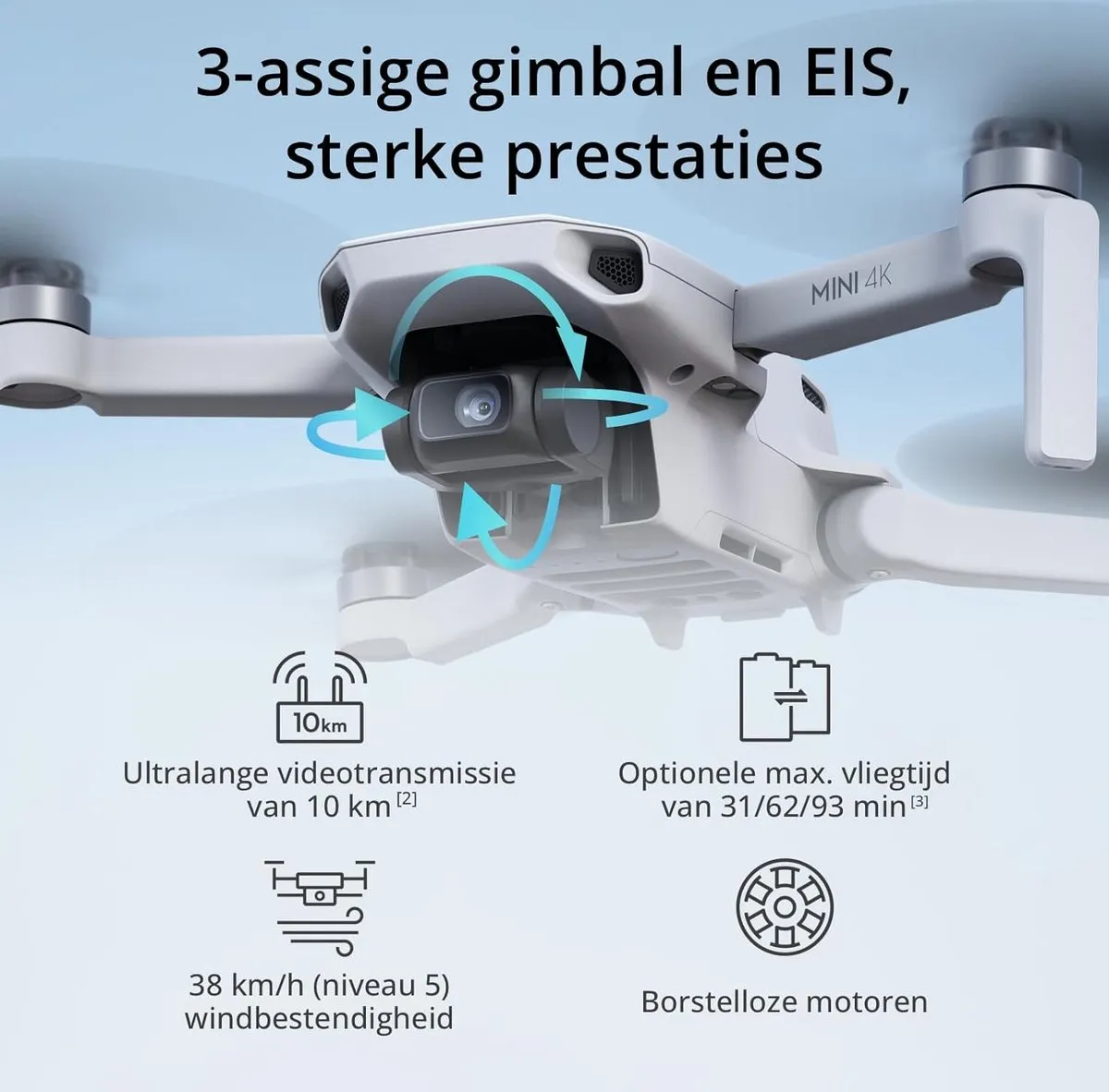 DJI Mini 4K Drone - 10 km Bereik - 31 Min Vliegtijd - Wit