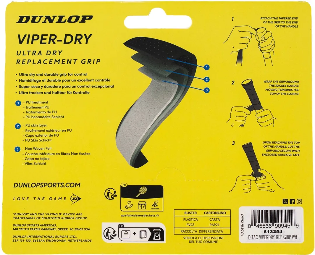 Dunlop ATP Viper-Dry Grip Tennisballen - Witte - 1 Stuk