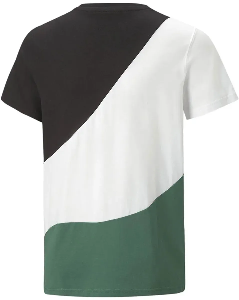 PUMA Power Cat T-shirt 5-6 jaar - Groen/Wit/Zwart