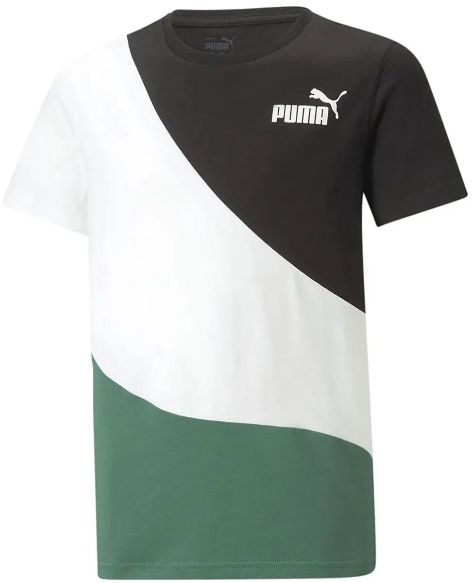 PUMA Power Cat T-shirt 5-6 jaar - Groen/Wit/Zwart
