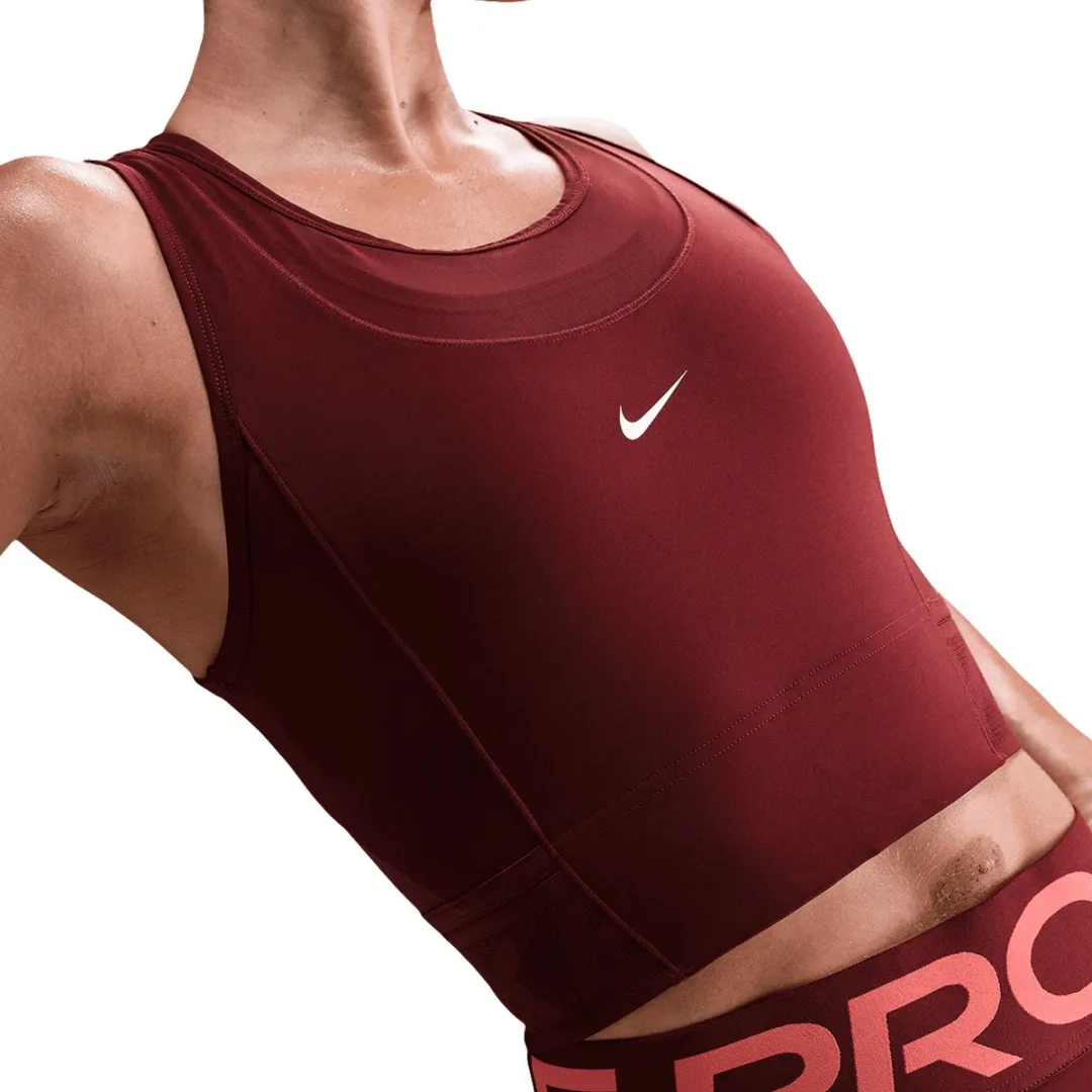 Nike Pro Dri-FIT Cropped Tanktop - Rood/Wit - XL