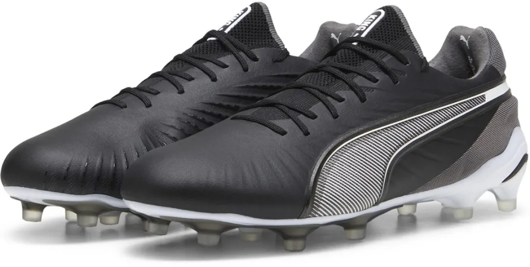 PUMA Low King Ultimate FG/AG Voetbalschoenen - 45 - Zwart/Wit/Grijs