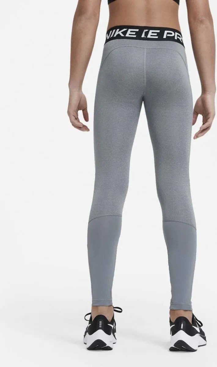 Nike Pro Sportlegging Meisjes DA1028-091 - Maat 164 - Grijs/Zwart/Wit