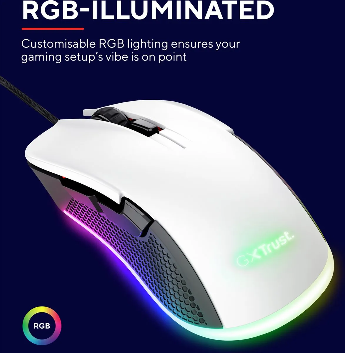 Trust GXT 922W Ybar Gaming Muis 7200 DPI - Wit