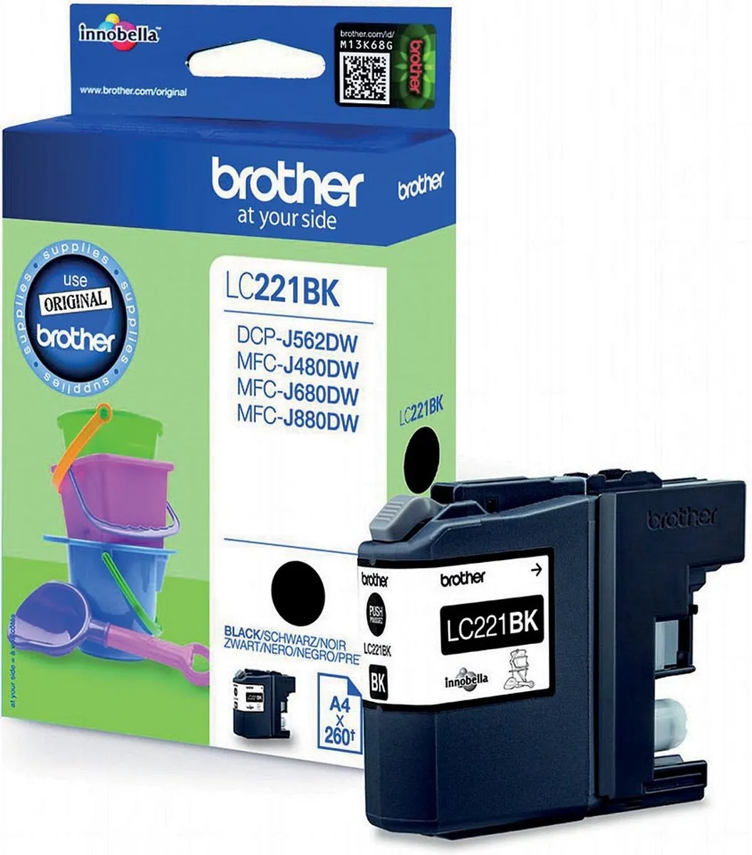 Brother LC221BKBP Inktcartridge - Zwart