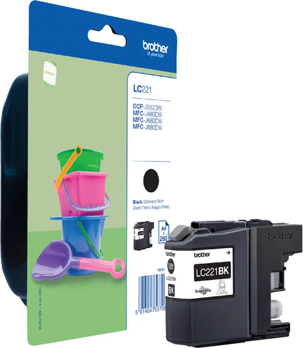 Brother LC221BKBP Inktcartridge - Zwart