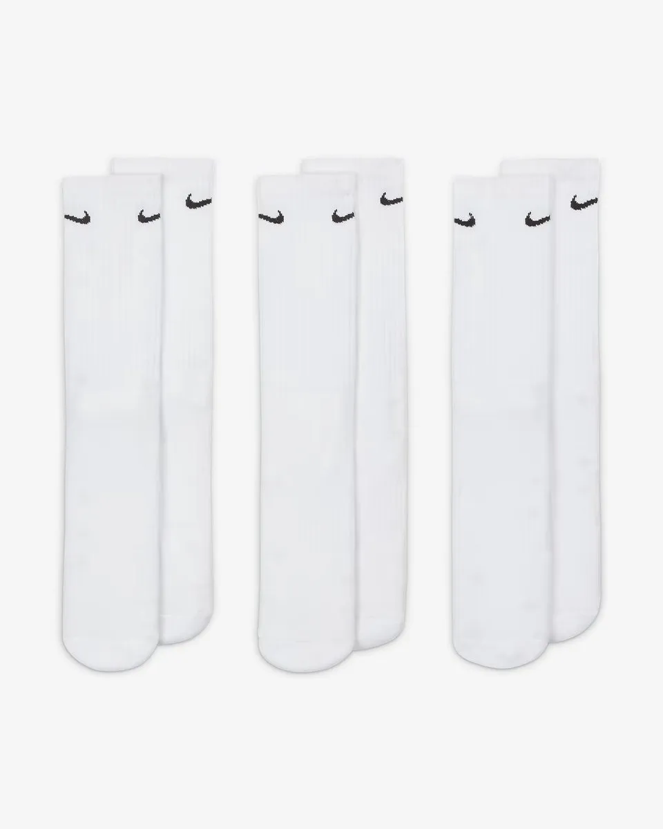 Nike Everyday Crew Sokken Unisex SX7676-100 - 3 Stuks - Wit/Zwart