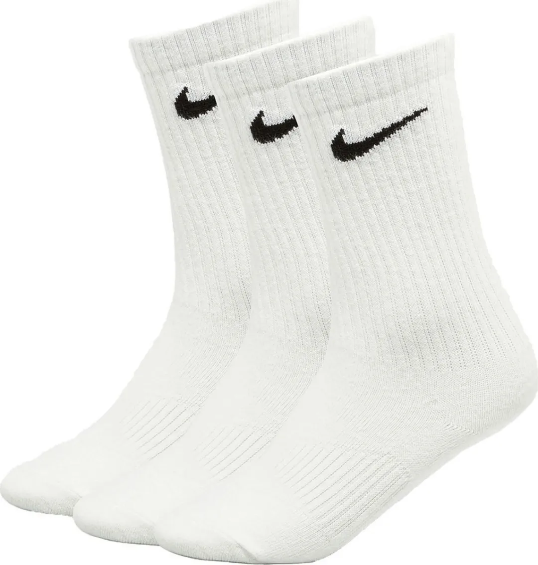 Nike Everyday Crew Sokken Unisex SX7676-100 - 3 Stuks - Wit/Zwart
