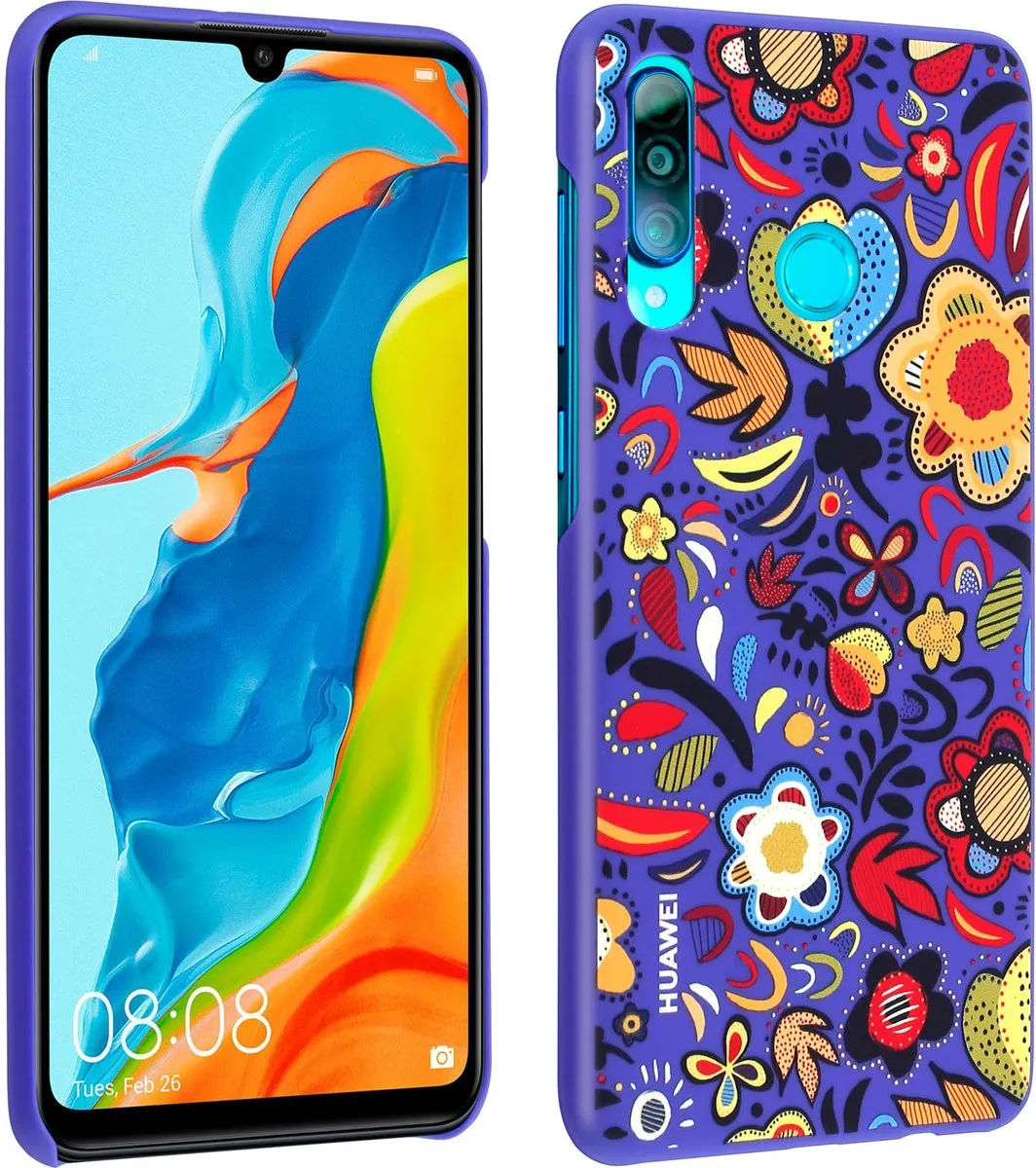Huawei P30 Lite Hoesje - Floral Blue Design - Blauw
