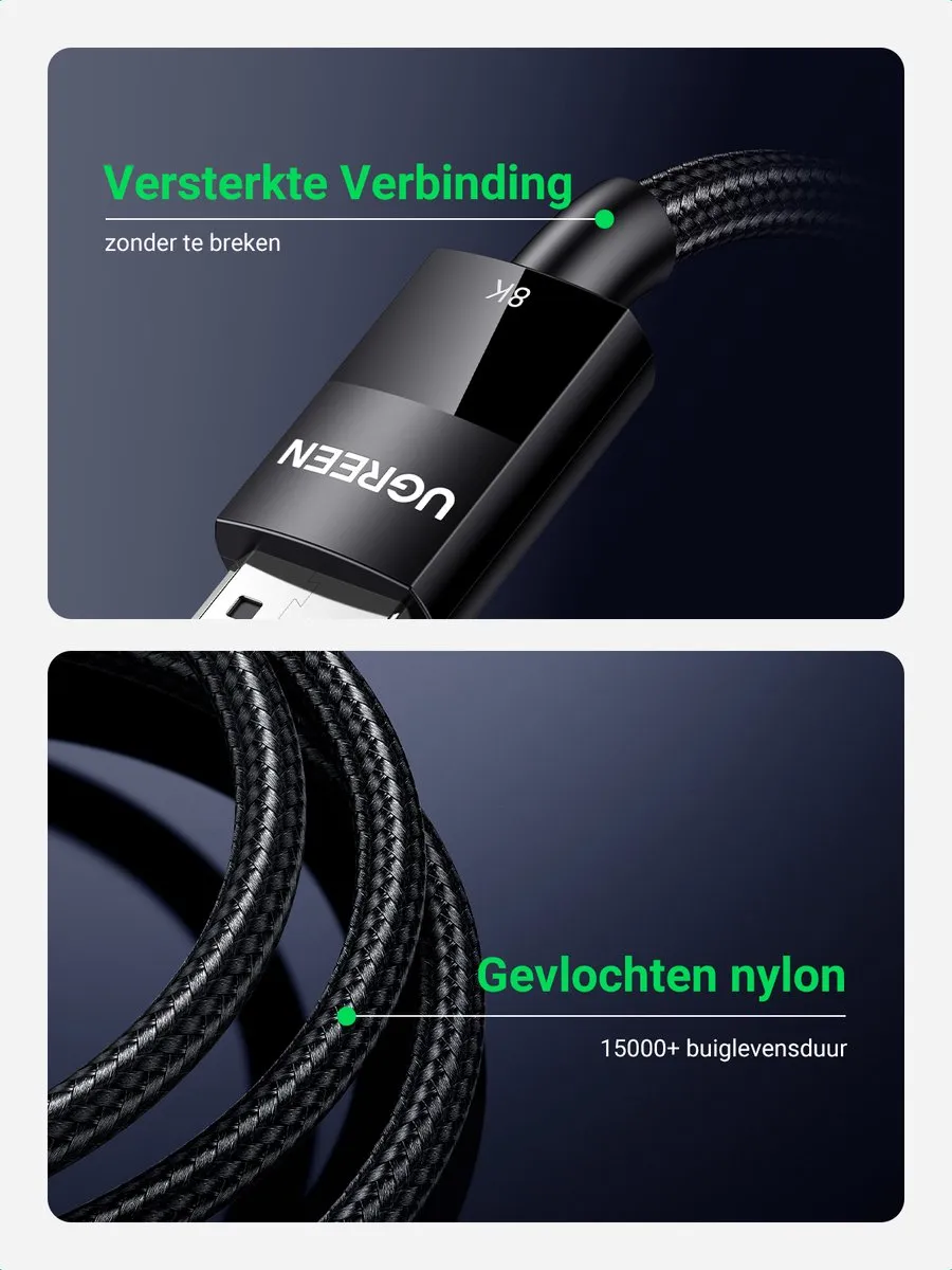 Ugreen DisplayPort 1.4 Videokabel 1M - Transparant