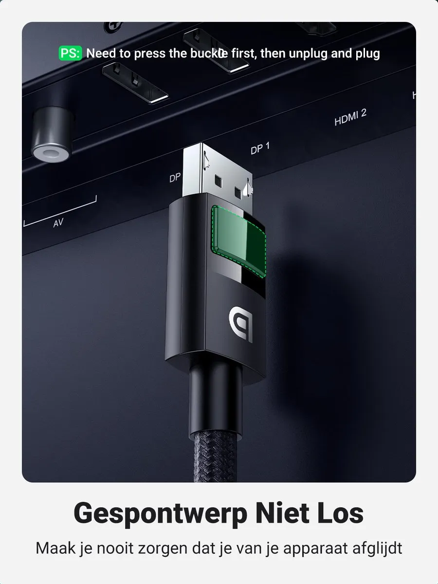 Ugreen DisplayPort 1.4 Videokabel 1M - Transparant