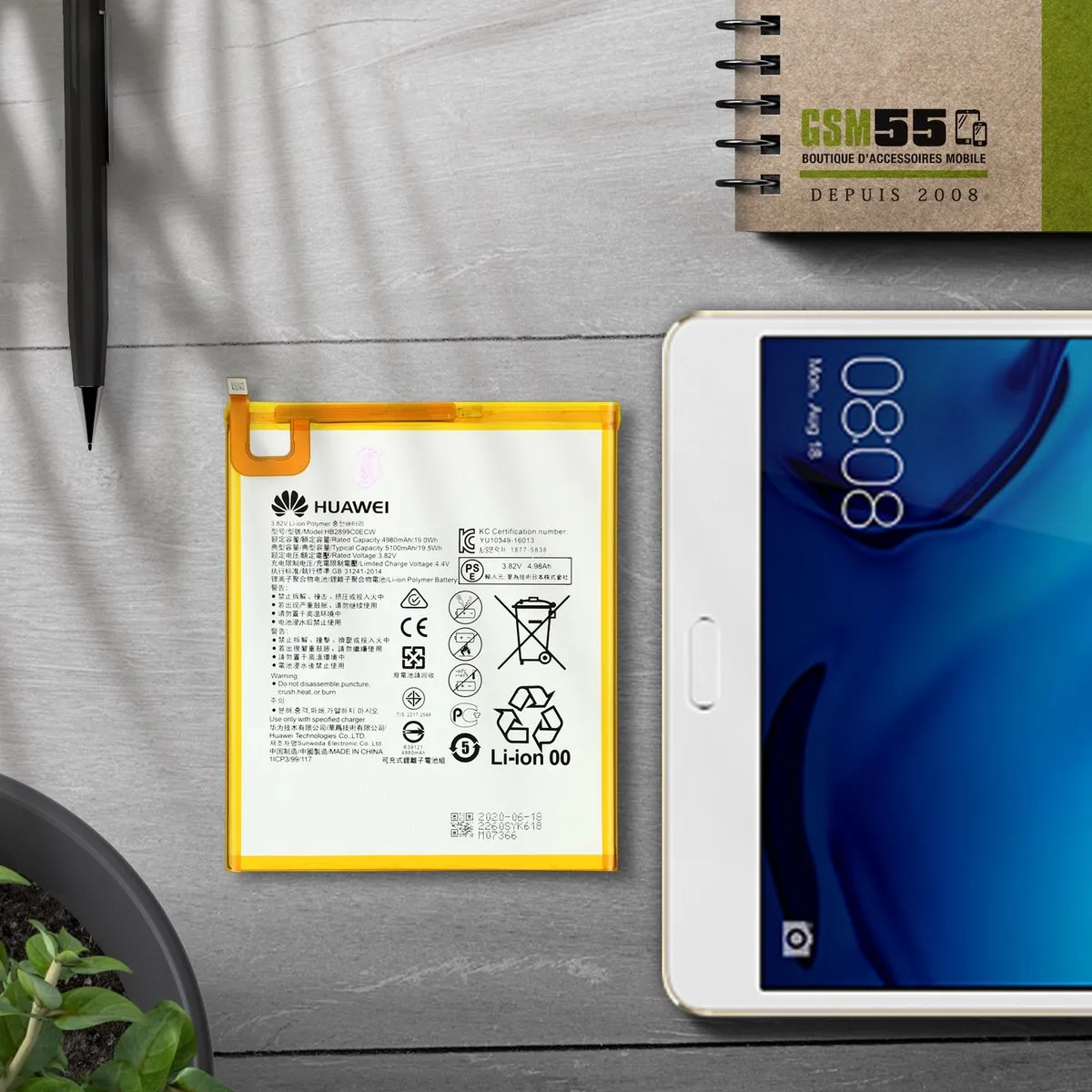 Huawei MediaPad M3 HB2899C0ECW Interne Batterij - 5100mAh - Zwart