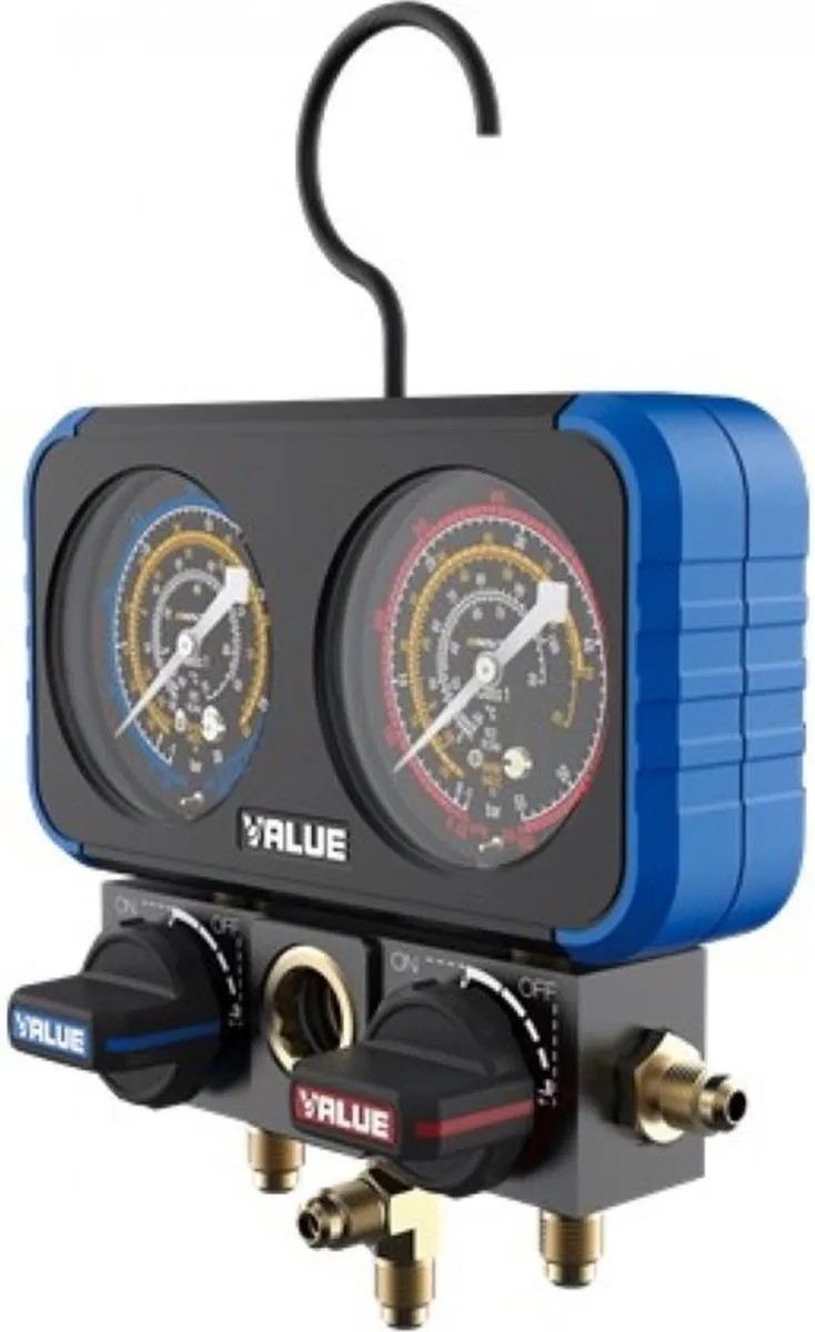 Value Manometerset Airco/Koeling - R32/R410A/R407C/R134A - Blauw/Zwart
