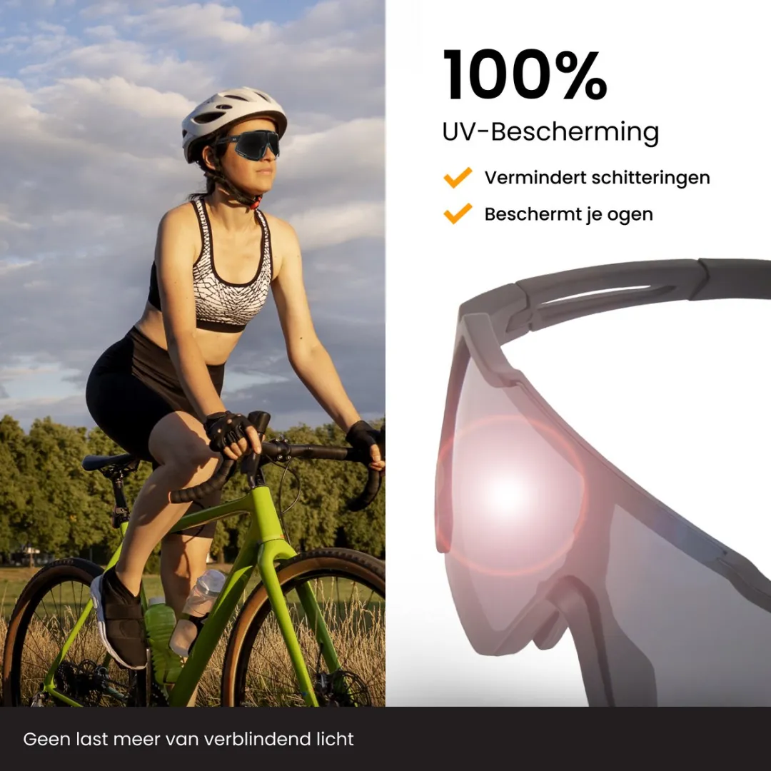 R2B Fietsbril - 5 Verwisselbare Lenzen - Zwart