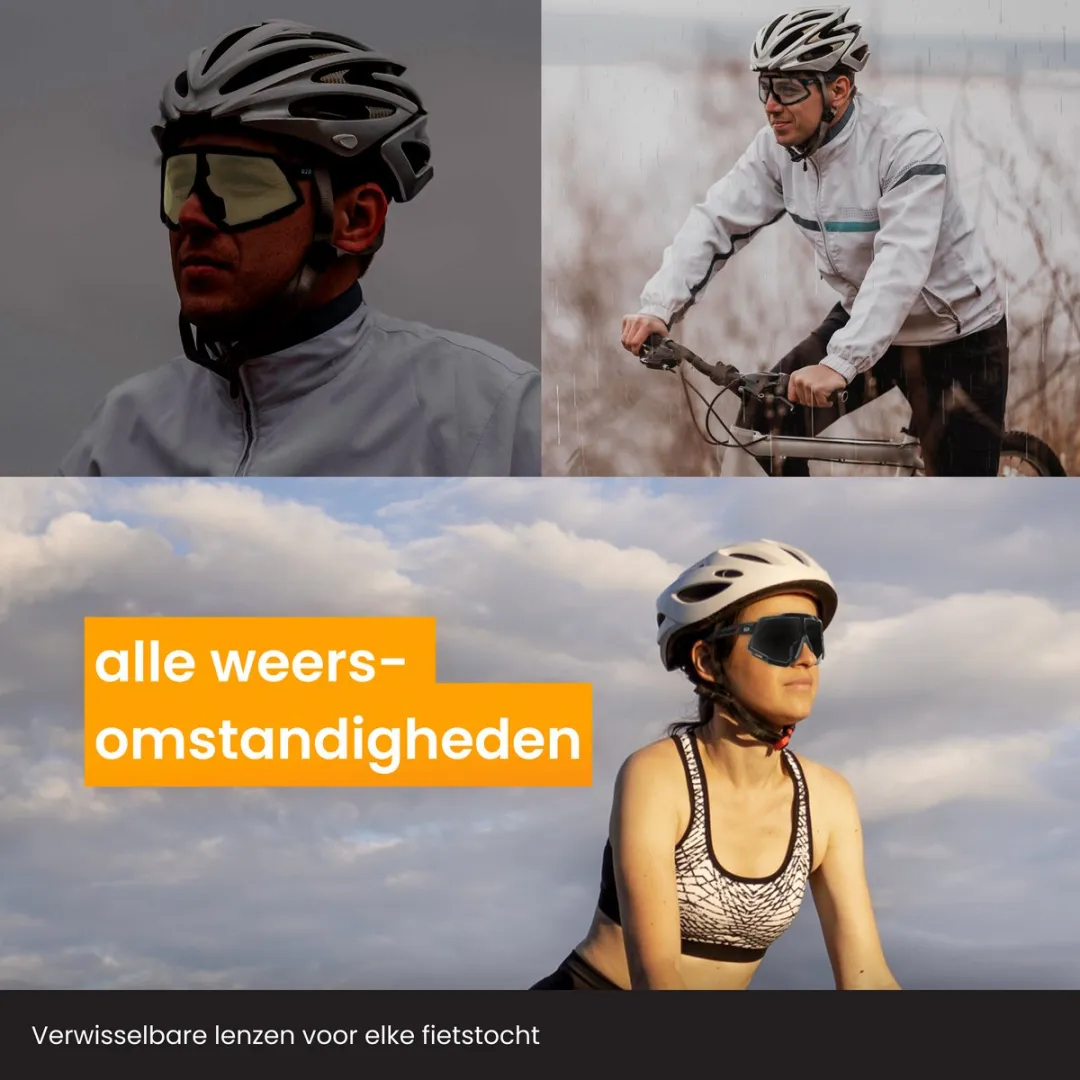 R2B Fietsbril - 5 Verwisselbare Lenzen - Zwart
