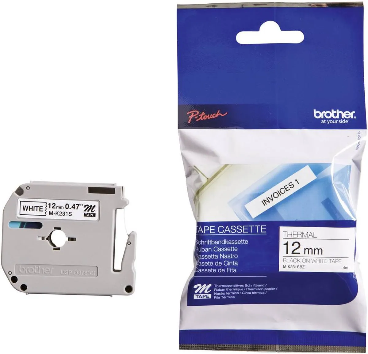 Brother Tape M-K231S MK231SBZ - Kleurloos