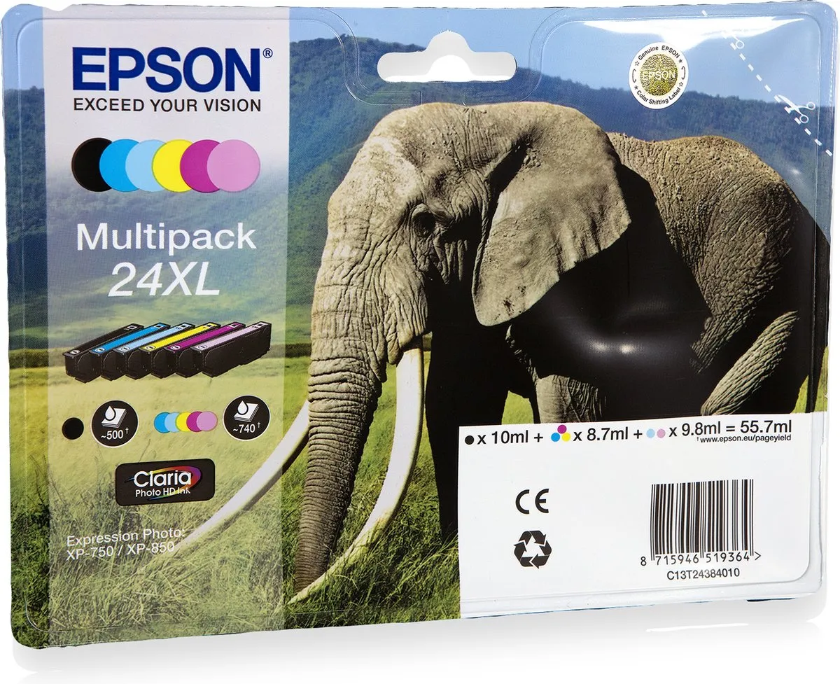 Epson 24XL Inktcartridge Multipack - 500 pagina's