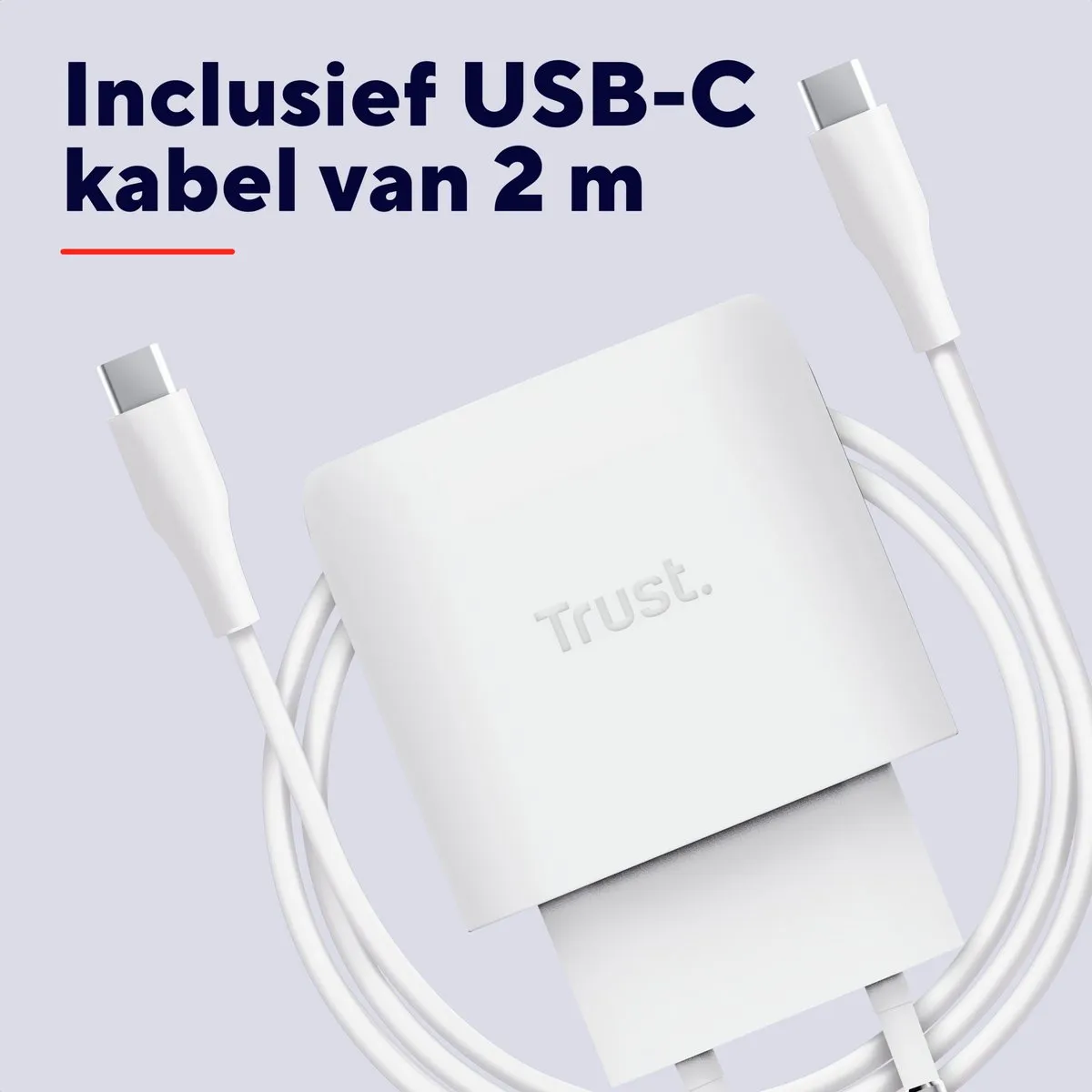 Trust Maxo GaN 25522 Oplader 45W - USB-C Kabel 2m Wit - afbeelding 6 van 6