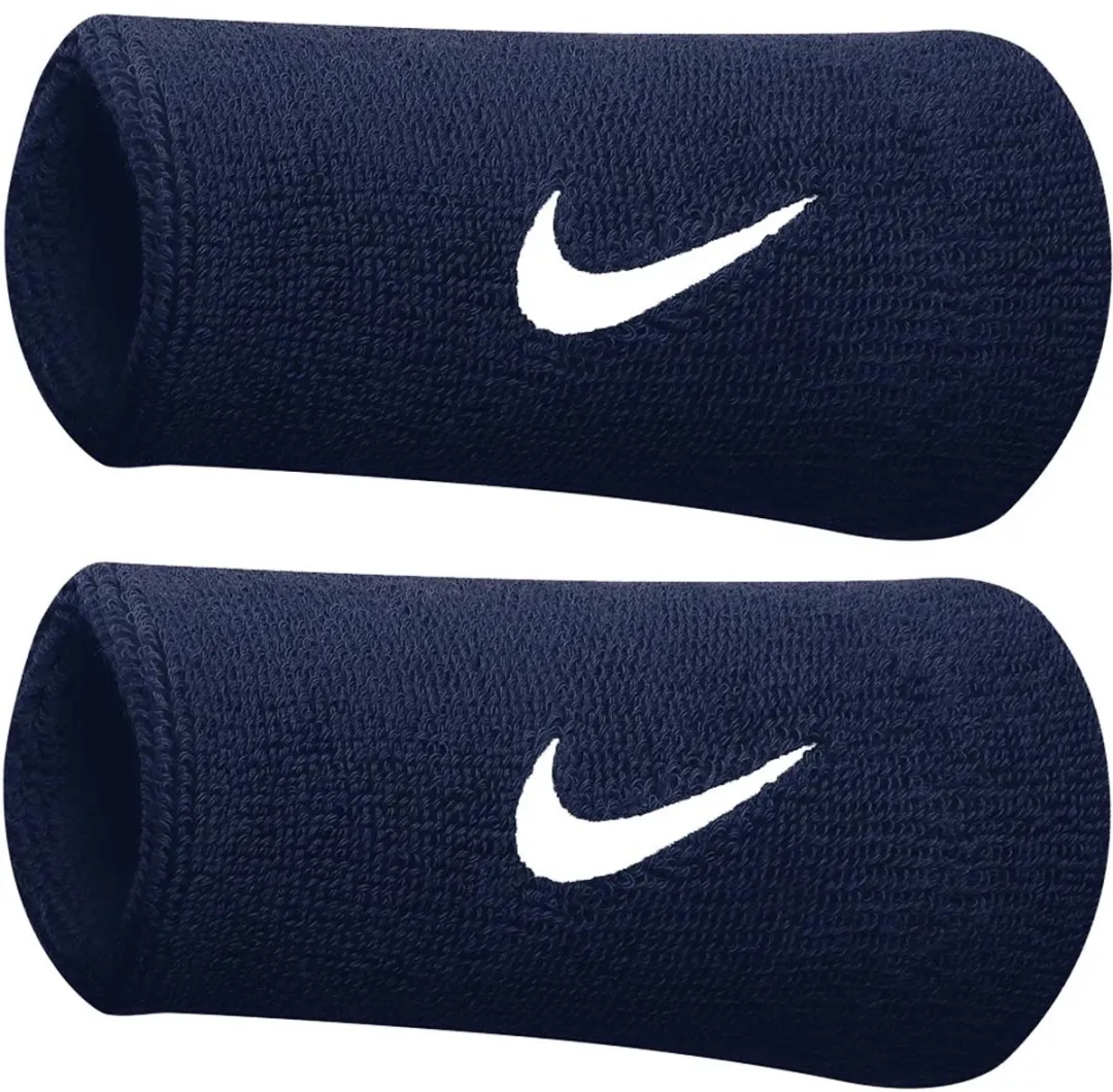 Nike Swoosh Doublewide Polsbanden - Donkerblauw/Wit