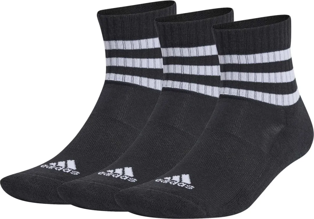 adidas 3-Stripes Cushioned Korte Sokken - Zwart - 3 Paar