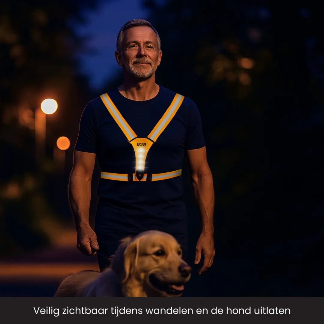 R2B Hardloopverlichtingsvest - USB-C Oplaadbaar - Oranje