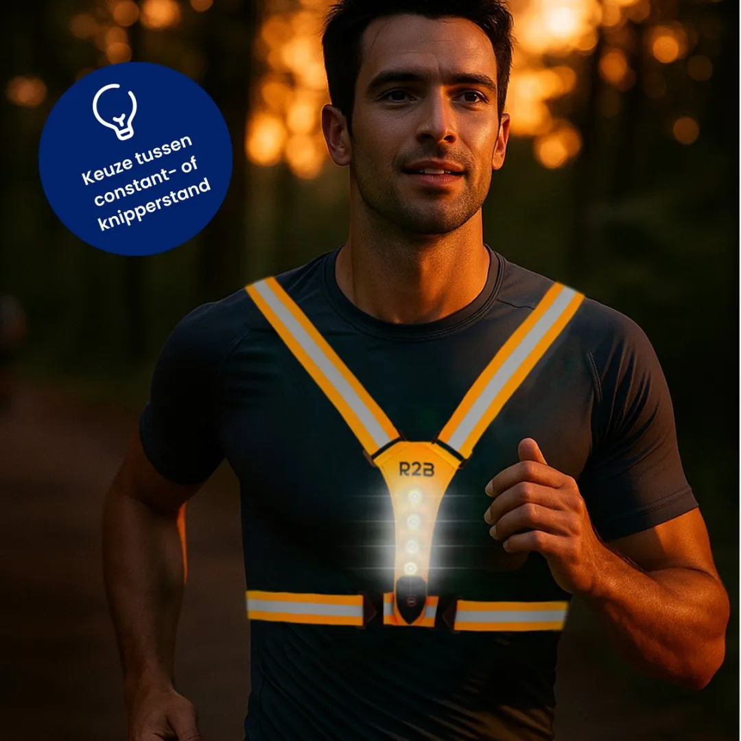 R2B Hardloopverlichtingsvest - USB-C Oplaadbaar - Oranje