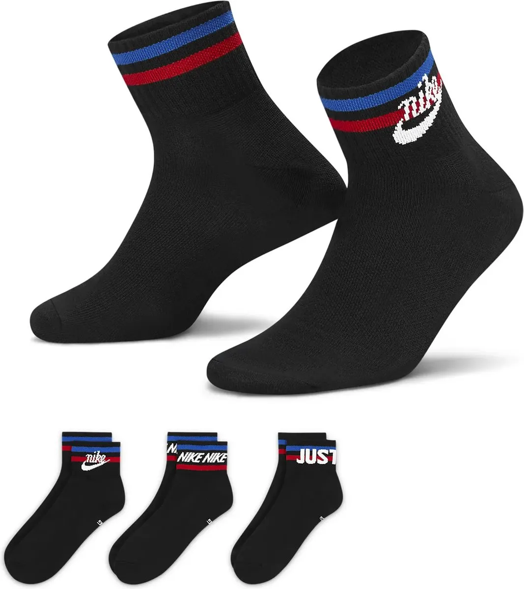Nike Everyday Essential Heren Sokken 3-Pack - Zwart - 34/38