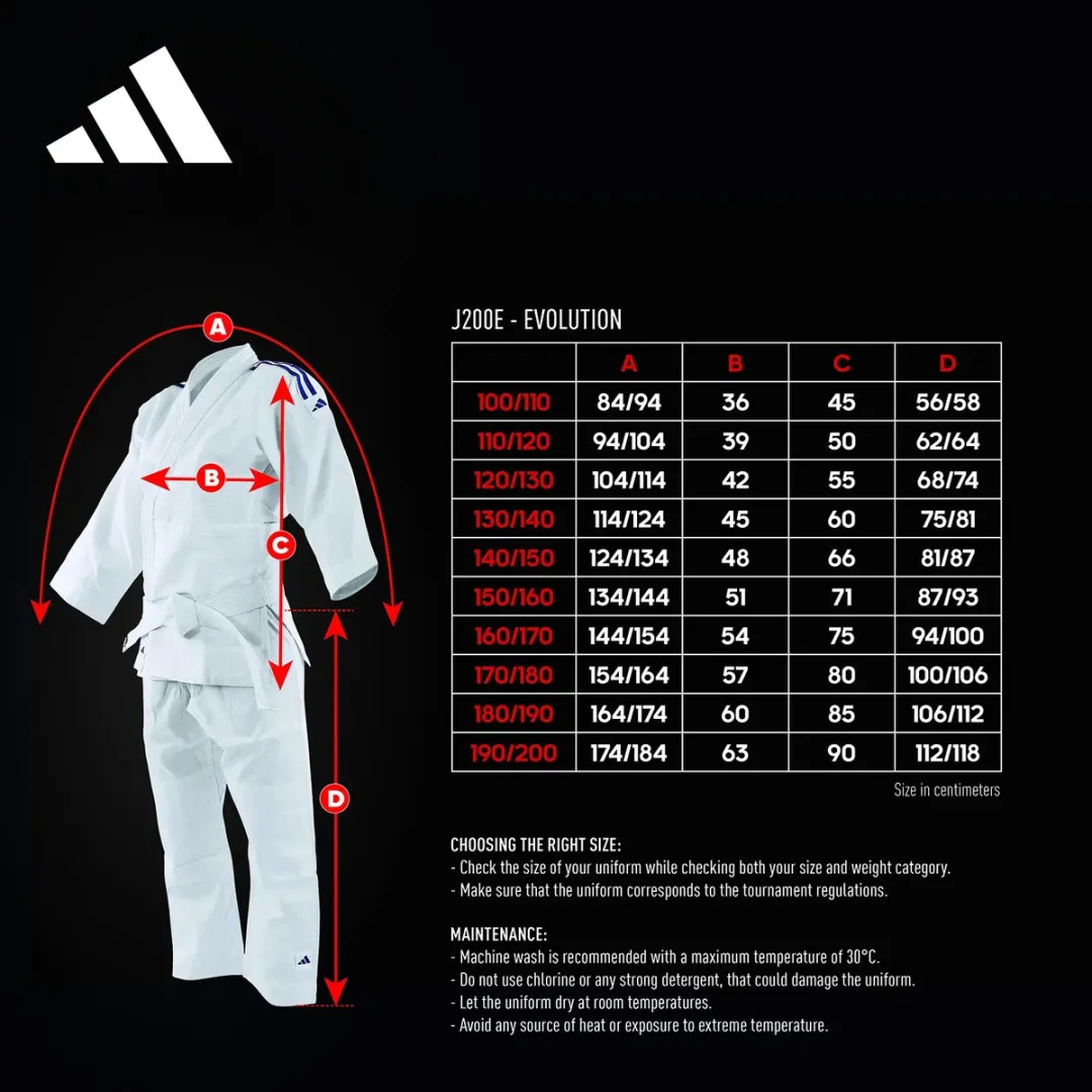 adidas Judopak J200 Evolution 130 - Blauw/Wit
