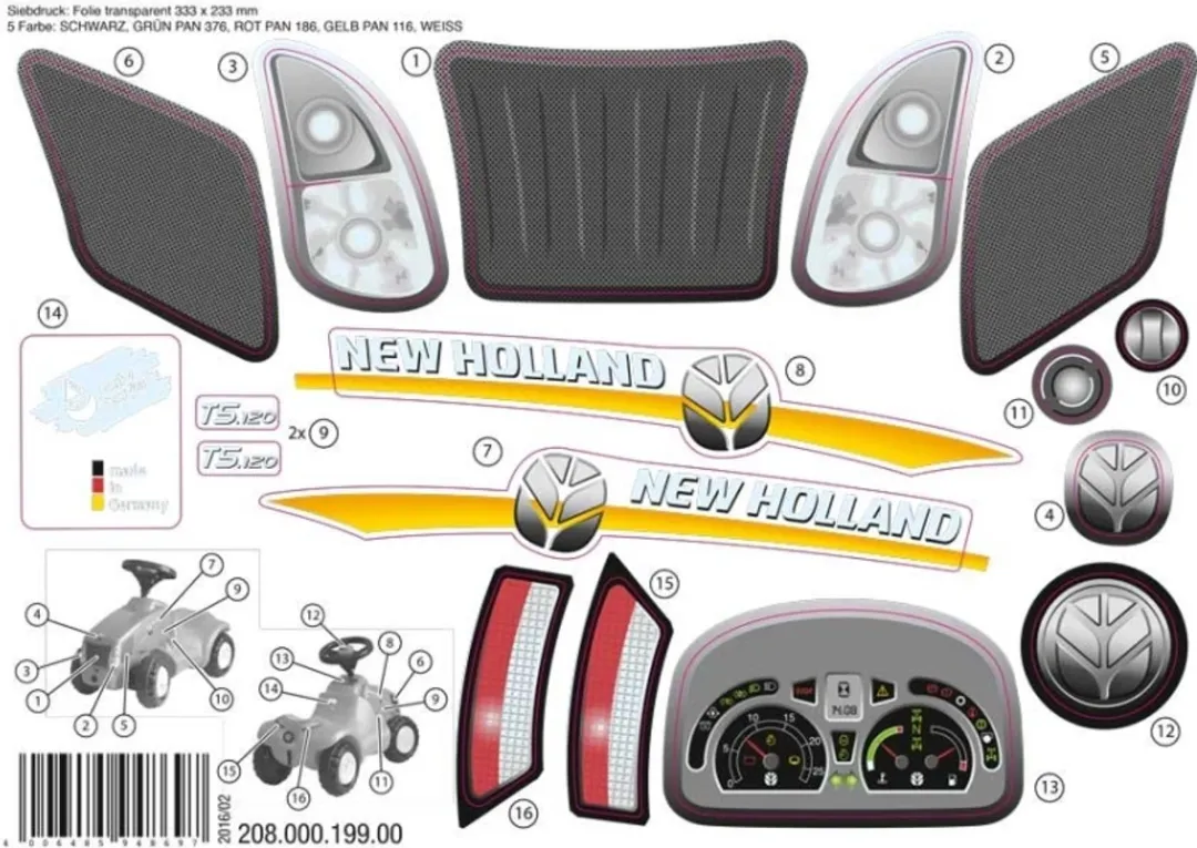 Rolly Toys New Holland T6010 Stickers