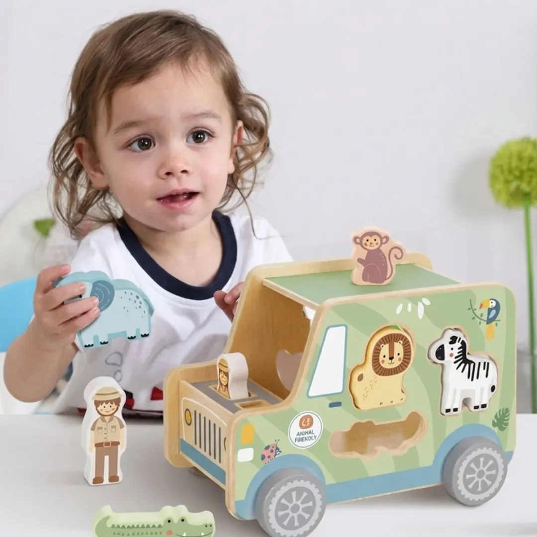 Tooky Toy Houten Safari Truck TK960 - Groen