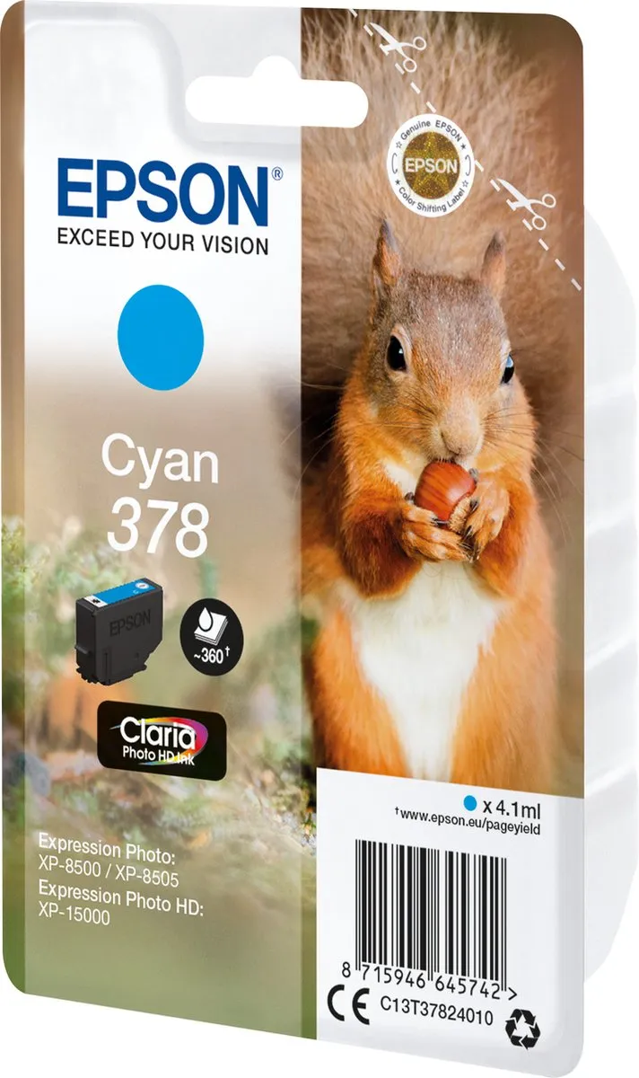 Epson C13T37824010 Cyan Inktcartridge - 700 Pagina's