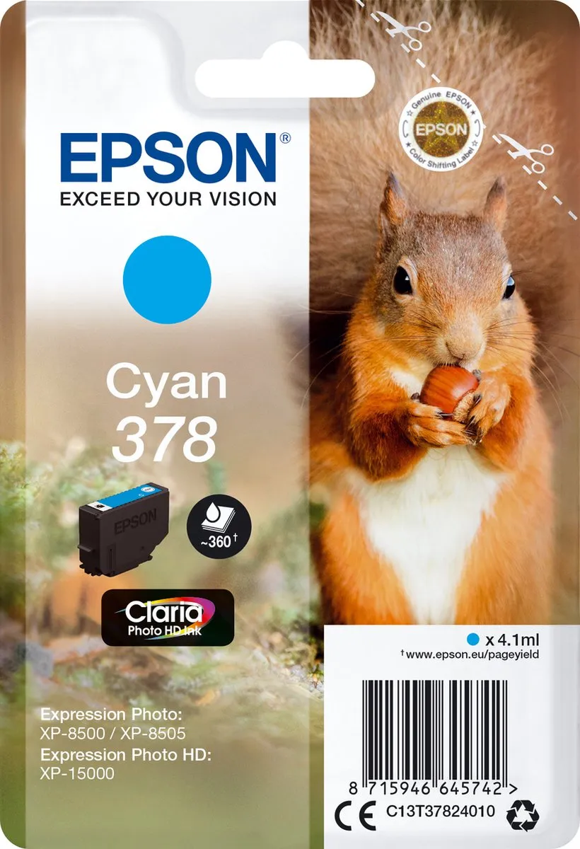 Epson C13T37824010 Cyan Inktcartridge