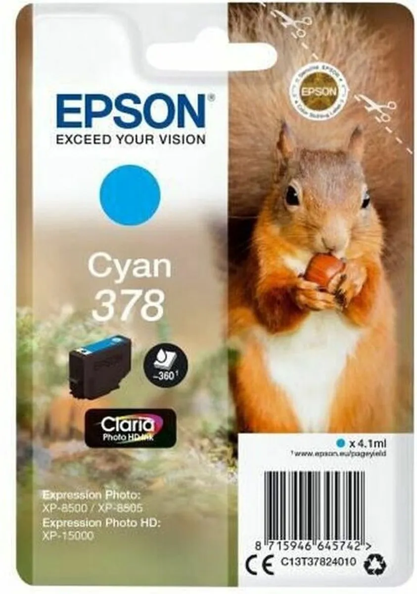 Epson C13T37824010 Cyan Inktcartridge - 700 Pagina's