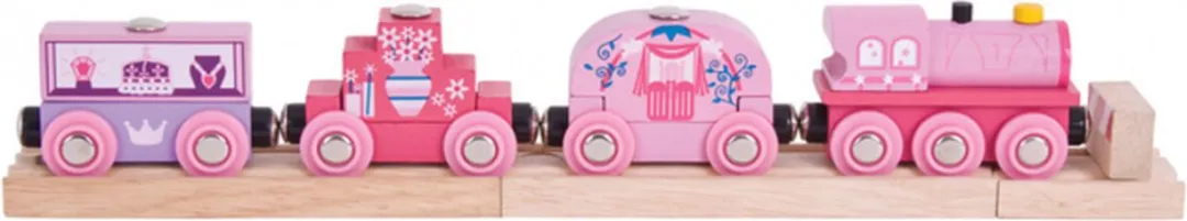 BIGJIGS Prinsessentrein Roze - Houten Trein 3 Wagon - 3+ Jaar