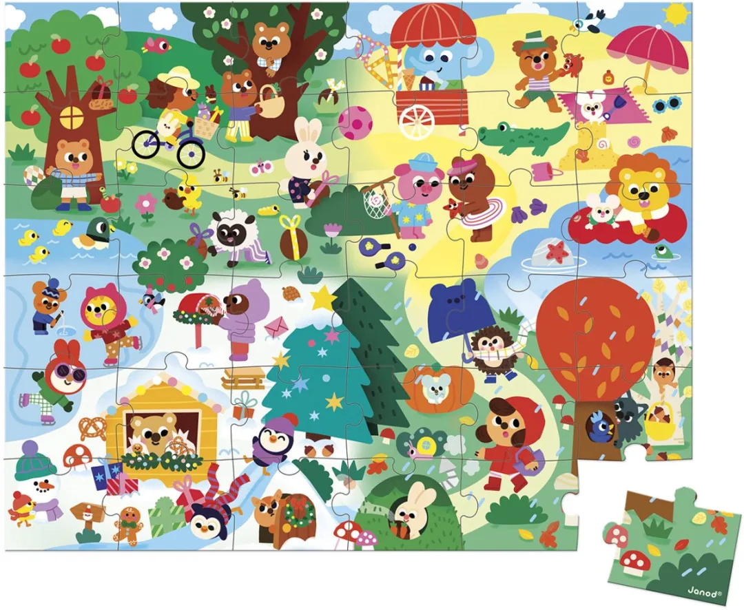 Janod Puzzel 4 Seizoenen 36 Stukjes - Multicolor