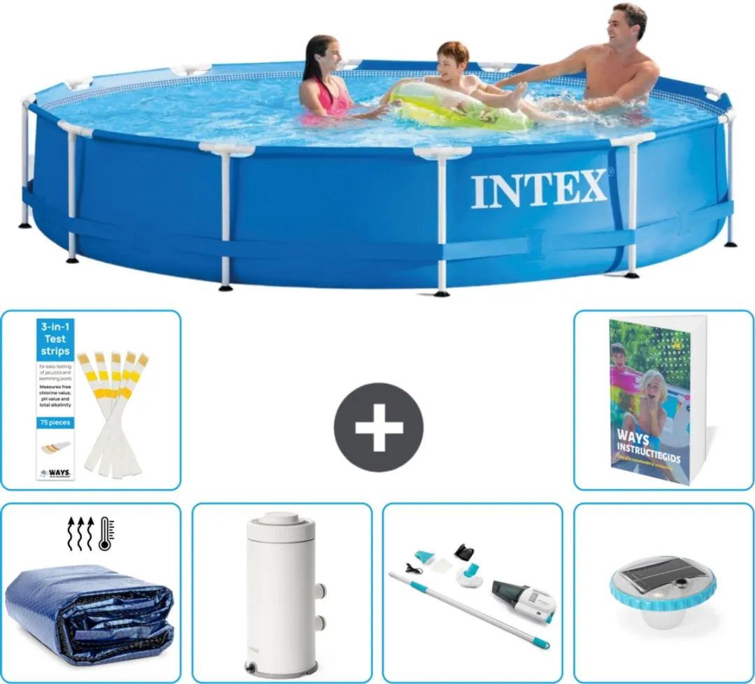 Intex 28210NP-Blauw Rond Frame Zwembad 366x76cm