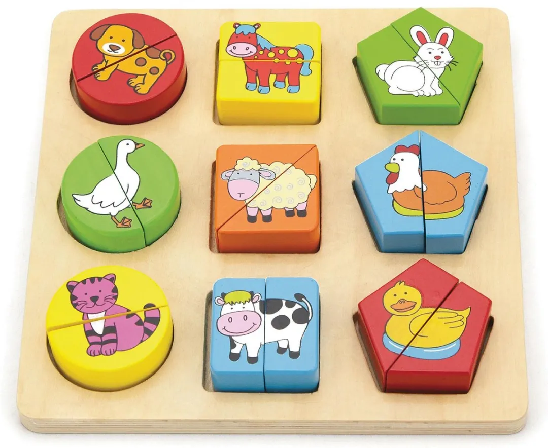 Viga Toys Boerderijpuzzel Geometrische Vormen 18 Stuks