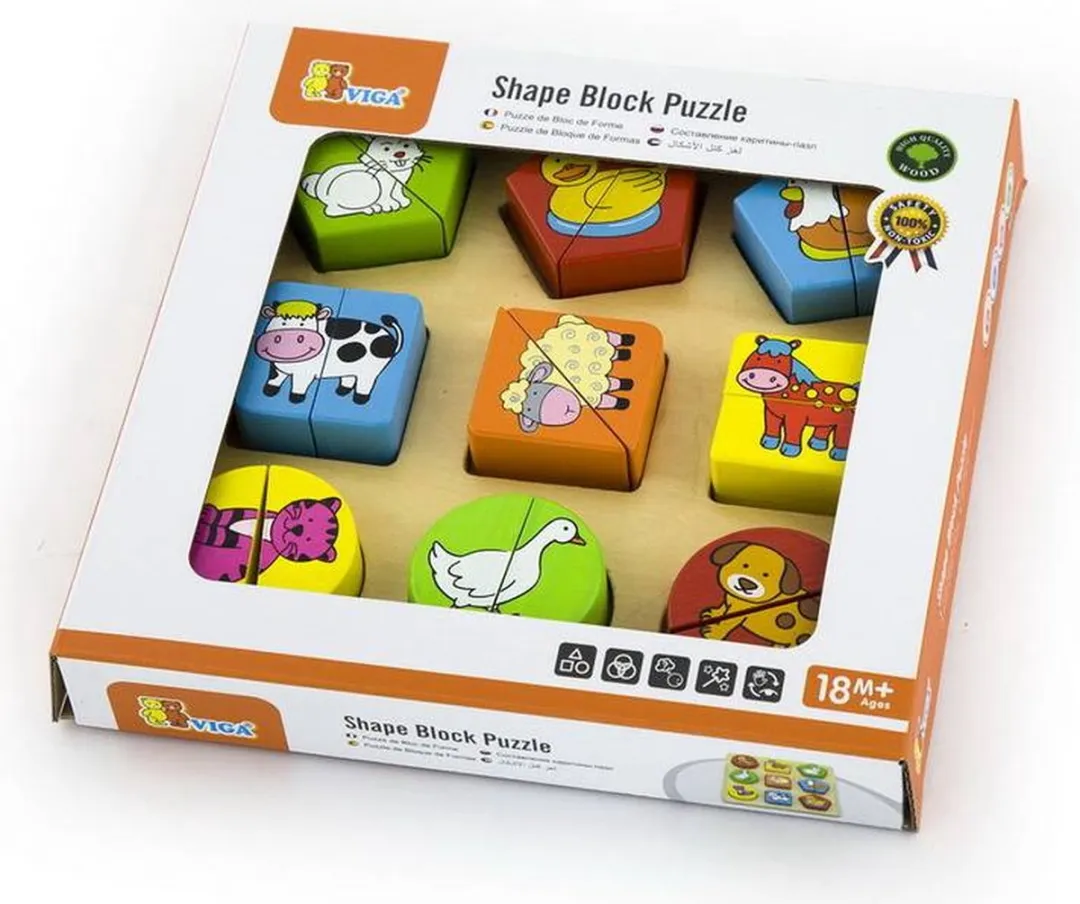 Viga Toys Boerderijpuzzel Geometrische Vormen 18 Stuks - Multicolor
