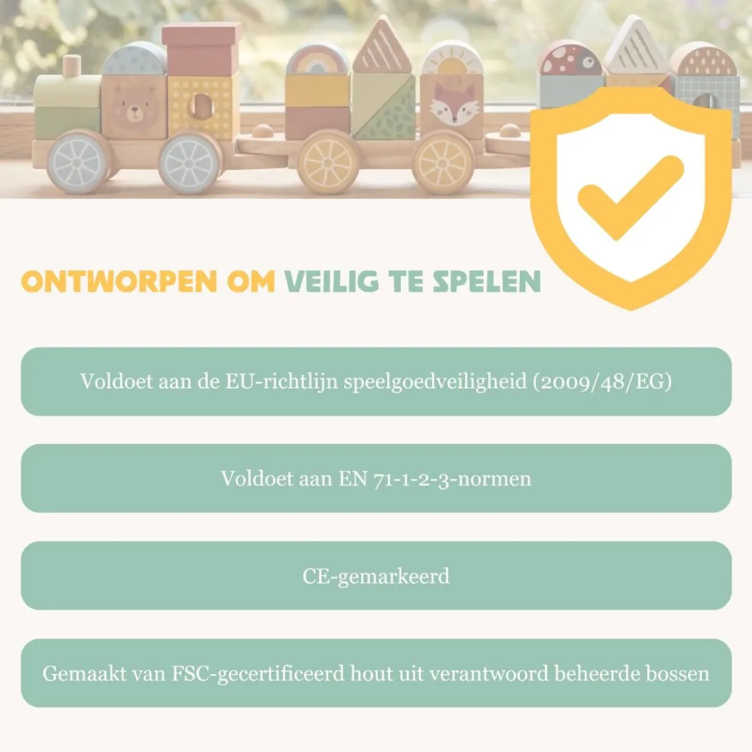 Tooky Toy Stapeltrein TKB383N - 25-delig Meerkleurig