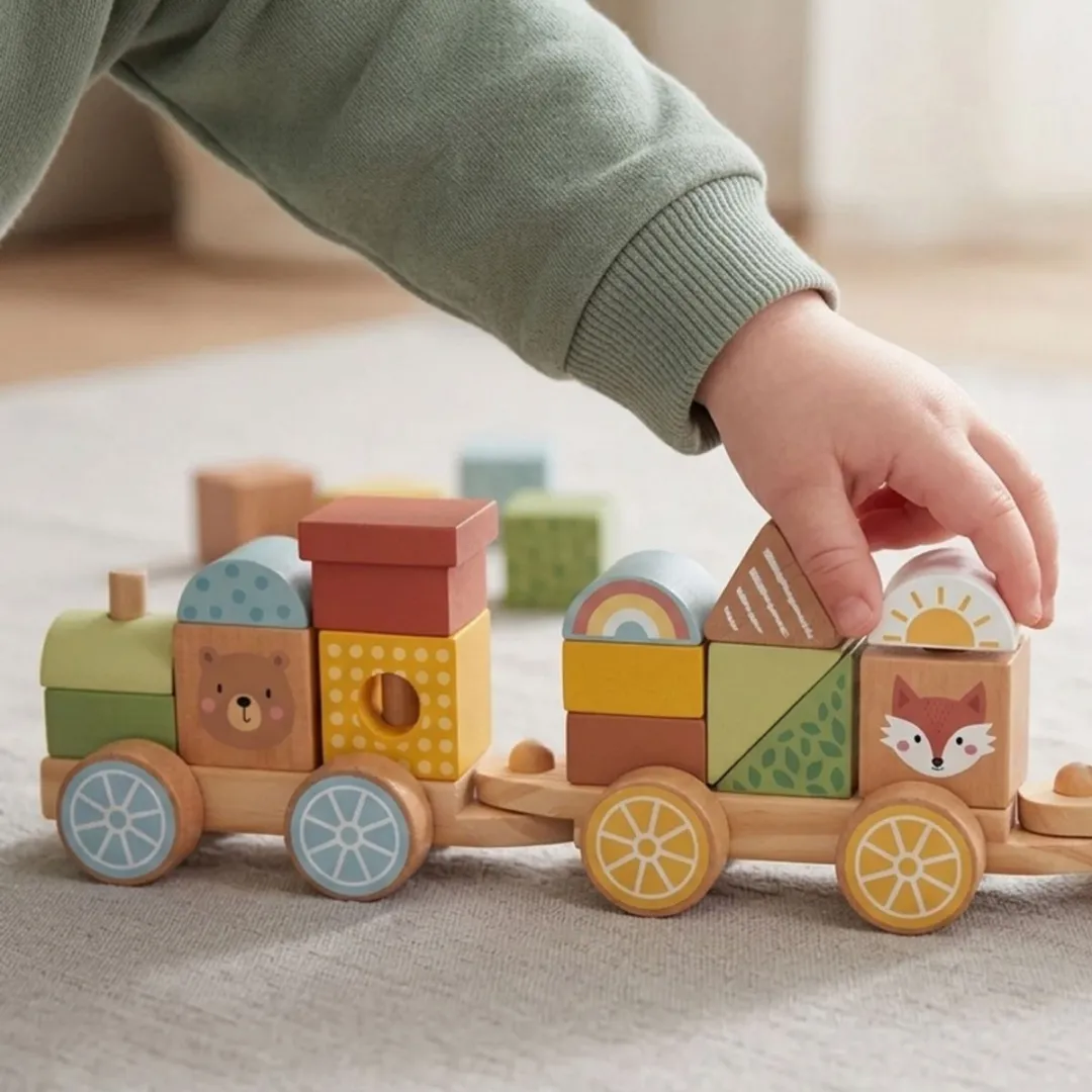 Tooky Toy Stapeltrein TKB383N - 25-delig Meerkleurig - afbeelding 6 van 6
