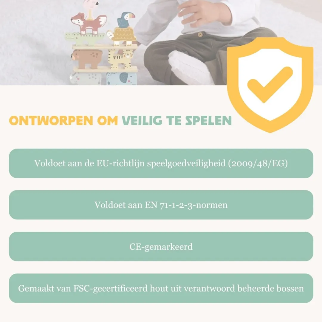 Tooky Toy Balans- en Stapelspel 13-delig - Meerkleurig
